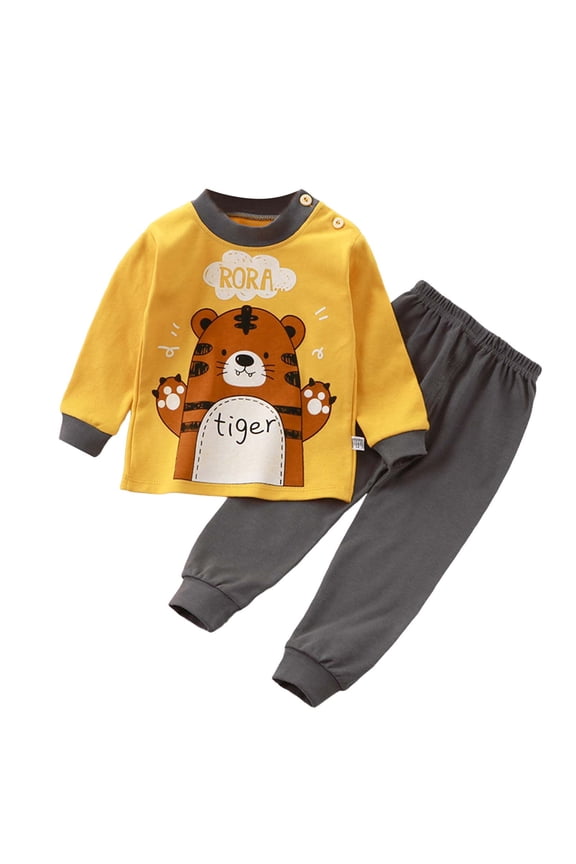 Toddler Baby Boy Fall Winter Clothes Color Block Long Sleeve Sweatshirt Tops + Joggers Pants Outfit Set(M164-Yellow,18-24 Months)