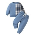 thumbnail image 1 of HCNTES Toddler Baby Boy Fall Winter Sweatshirt Outfit Clothes Long Sleeve Pullover Tops Joggers Pants Set, 3-4Y Blue, 1 of 4