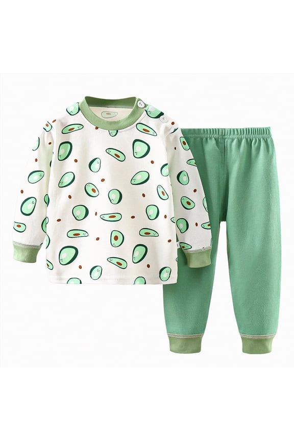 Toddler Baby Boy Fall Winter Clothes Long Sleeved Pullover Shirt + Pants 2 Pcs Casual Dailywear & Loungewear Outfits Set For Kids(Green,12-18 Months)