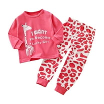 HCNTES Toddler Baby Boy Fall Winter Clothes Outfits Printed Boy Sweatshirt Pants Set Clothes(5-6 Years,S1175- Red)