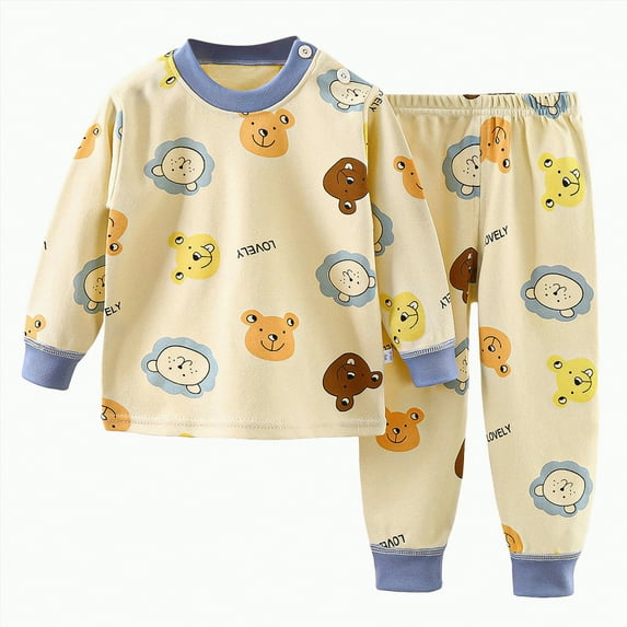 HCNTES Toddler Baby Boy Fall Winter Outfits Sweatshirt Casual Pants 2Pcs Clothes Set(3-4 Years,Light Yellow-4)