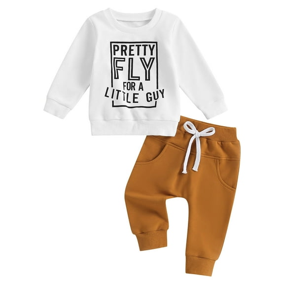 HCNTES Toddler Baby Boy Fall Winter Outfits Sweatshirt Tops Casual Pants 2Pcs Clothes Set(A126-White,18-24 Months)