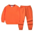 thumbnail image 1 of HCNTES Toddler Baby Boy Girl Clothes Contrast Color Long Sleeve Sweatshirt Tops and Casual Pants Fall Clothing Set(11-12 Years,S1614-Orange), 1 of 3