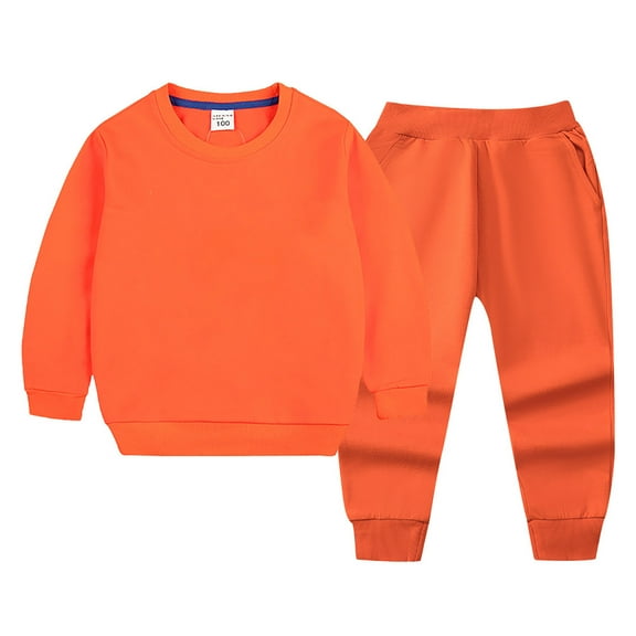 HCNTES Toddler Baby Boy Girl Clothes Contrast Color Long Sleeve Sweatshirt Tops and Casual Pants Fall Clothing Set(3-4 Years,S1614-Orange)