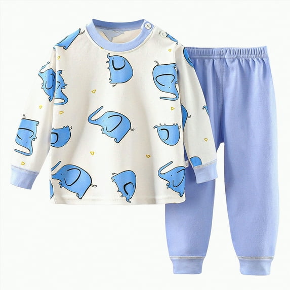 HCNTES Toddler Baby Boy Girl Clothes Long Sleeve Sweatshirt Tops and Pants Fall Clothing Set(18-24 Months,Light Blue&3)