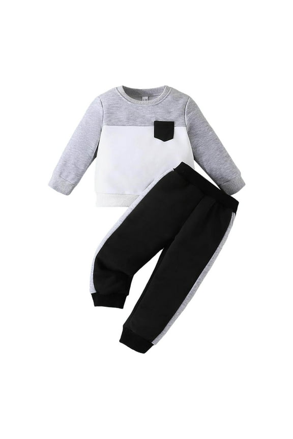 Toddler Baby Boy Girl Clothes Long Sleeve Sweatshirt Tops and Pants Fall Clothing Set, 2-3 Years Gray