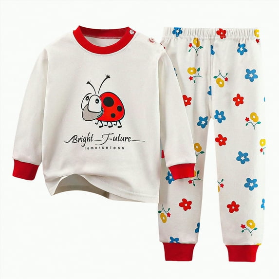 HCNTES Toddler Baby Boy Girl Clothes Set Fall Winter Sweat Suit Outfit Cute Sweatshirt & Long Pant Sets(6-12 Months,Red&4)