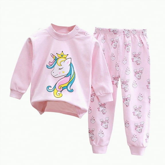 HCNTES Toddler Baby Boy Girl Clothes Winter Solid Color Long Sleeve Pullover Sweatshirt Pants 2Pcs Fall Outfits Set(6-12 Months,Light Pink&7)