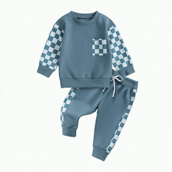 HCNTES Toddler Baby Boy Girl Fall Clothes Long Sleeve Sweatshirt Tops and Pants Set 2Pcs Winter Outfits(Blue&3#2,3-6 Months)