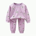 thumbnail image 1 of HCNTES Toddler Baby Boy Girl Fall Winter Outfit Contrast Color Long Sleeve Sweatshirts Stretch Jogger Pants Clothes Set(6-7 Years,Purple&7), 1 of 6