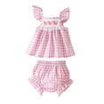 thumbnail image 1 of HCNTES Toddler Baby Boy Girl Summer Clothes Funny Graph T Shirt Elastic Waist Pockets Shorts Set 2 Piece Outfit(Pink,3-6 Months), 1 of 2