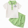 thumbnail image 1 of HCNTES Toddler Baby Boy Golf Outfit - Golf Cart Print Shirt & Shorts 2-Piece Set, Summer Vacation Clothes, 1 of 7
