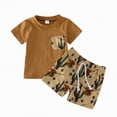 thumbnail image 1 of HCNTES Toddler Baby Boy Outdoor Set Deer Antler Patch Tee and Camouflage Shorts for Camping Summer Boy Clothes, 1 of 7