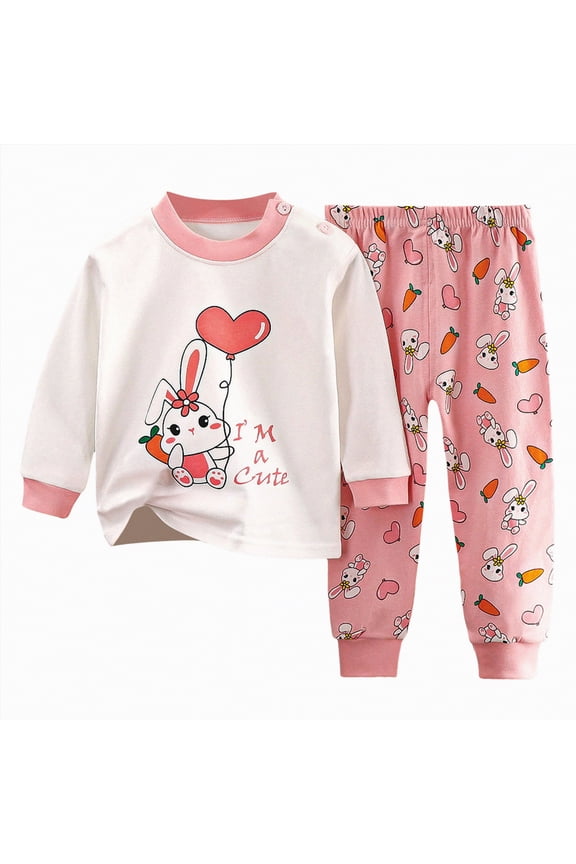 Toddler Baby Boy Pajamas Sleepwear Set Children's Warm Fall Winter Outfit Long Sleeve Shirts and Pants Dailywear Outfits Set for Kids(Pink,5-6 Years)