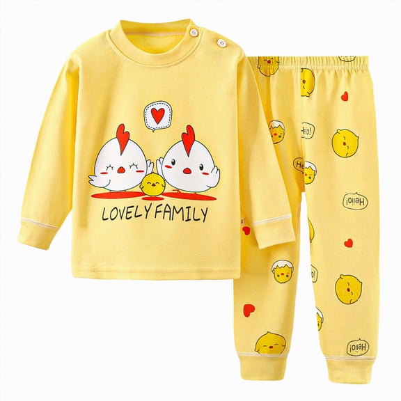 HCNTES Toddler Baby Boy Soft 2pcs Pajamas Set Cute Dailywear & Loungewear Outfits Set for Kids Warm All-Weather Outfits Set(A01-Yellow,5-6 Years)