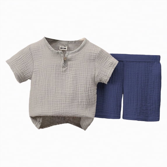 HCNTES Toddler Baby Boy Spring Summer Clothes Set Short Sleeves T-Shirt Tops + Shorts Cute Outfits Set For 2t 3t 4t 5t 6t 7t 8t 9t Kid School Activities(G-Navy,12-18 Months)