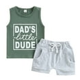 thumbnail image 1 of HCNTES Toddler Baby Boy Summer Clothes Letter Graphic Short Sleeve Shirt T Shirt Tops + Casual Shorts Outfit Set 18-24 Months Green, 1 of 5