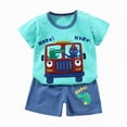 thumbnail image 1 of HCNTES Toddler Baby Boy Summer Outfit Funny Letter T-Shirts Top Shorts Set Infant Boy Summer Clothes(18-24 Months,a293-Mint Green), 1 of 4