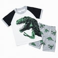 thumbnail image 1 of HCNTES Toddler Baby Boy Summer Spring Clothes Dinosaur Print Short Sleeve T-Shirt Top + Elastic Waist Shorts Set Spring Outfit For 18-24 Months 2t 3t 4t 5t 6t Summer Pjs Children(X01-White,5-6 Years), 1 of 9