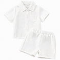 thumbnail image 1 of HCNTES Toddler Baby Boy Summer Spring Clothes Set Short Sleeves T-Shirt Tops + Shorts Cute Outfits Set For Kids 2t 3t 4t 5t 6t 7t 8t 9t(D0-White,12-18 Months), 1 of 4