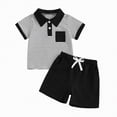thumbnail image 1 of HCNTES Toddler Baby Boy Summer Spring Clothes Short Sleeves T-Shirt Tops + Shorts Cute Outfits Set For 2t 3t 4t 5t 6t 7t 8t Kid School Activities(D0-Black,18-24 Months), 1 of 6