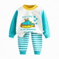 thumbnail image 1 of HCNTES Toddler Baby Boys 2-piece Pajamas Sleepwear Spring Fall Winter Clothes For Kids Long Sleeve Shirt Tops + Pants Loungewear Outfits Set(A01-Mint Green,12-18 Months), 1 of 3
