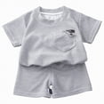 thumbnail image 1 of HCNTES Toddler Baby Boys Girls Clothes Ribbed Button-Down Shirt Tops +Shorts Pocket Outfit 2 PCS set 12 Months-5T Without Tee(Grey,6-12 Months), 1 of 5