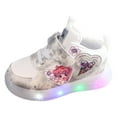 thumbnail image 1 of HCNTES Toddler Baby Boys Girls LED Light Sneakers Walking Shoes Kids Knit Luminous Sport Running Shoes（White,28), 1 of 5