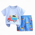 thumbnail image 1 of HCNTES Toddler Baby Boys Girls Summer Clothes Short Sleeves T-Shirt Tops + Shorts Cute Outfits Set For Kid School Activities 2t 3t 4t 5t 6t 7t (H01-Light Blue,18-24 Months), 1 of 4