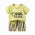thumbnail image 1 of HCNTES Toddler Baby Boys Girls Summer Outfits Kids Short Sleeve T Shirts Tops Shorts Boys Clothes(Black,3-6 Months), 1 of 3