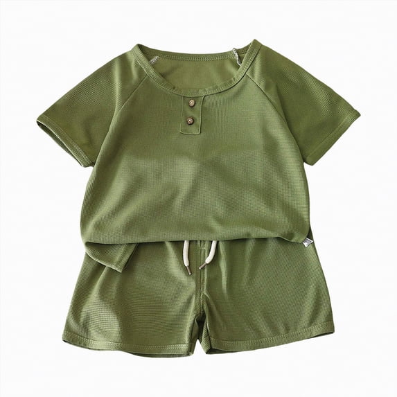 HCNTES Toddler Baby Boys Spring Summer Clothes Short Sleeves T-Shirt Tops + Shorts Cute Outfits Set For 2t 3t 4t 5t 6t 7t 8t Kid School Activities(G-Green,6-7 Years)