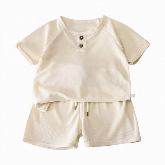 HCNTES Toddler Baby Boys Spring Summer Clothes Short Sleeves T-Shirt Tops + Shorts Cute Outfits Set For 2t 3t 4t 5t 6t 7t 8t Kid School Activities(G-White,6-12 Months)