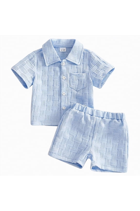 Toddler Baby Boys Summer Clothes Short Sleeves T-Shirt Tops + Shorts Cute Outfits Set For Kids 2t 3t 4t 5t 6t 7t Kid Shorts(G-Blue,2-3 Years)