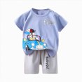 thumbnail image 1 of HCNTES Toddler Baby Boys Summer Outfits Short Sleeve Cartoon Print T-Shirt Tops & Shorts Sets 2Pcs Baby Boys Summer Clothes For 1t 2t 3t 4t 5t 6t Size 6-12 Months,z1-Sky Blue, 1 of 4