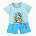 thumbnail image 1 of HCNTES Toddler Baby Breathable Two-Piece PJ Set Kids Adorable Short Sleeve Top & Comfortable Shorts for Sleepwear and Daywear(A-Light Blue,6-9 Months), 1 of 4