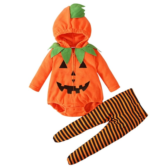 HCNTES Toddler Baby Girl Boy Halloween Pumpkin Cute Hooded Romper Jumpsuit Outfit Clothes(18-24 Months,Z93-1Khaki)