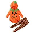 thumbnail image 1 of HCNTES Baby Boy or Girl Halloween Pumpkin Hooded Romper, Dark Green, 6-12 Months, 1 of 6