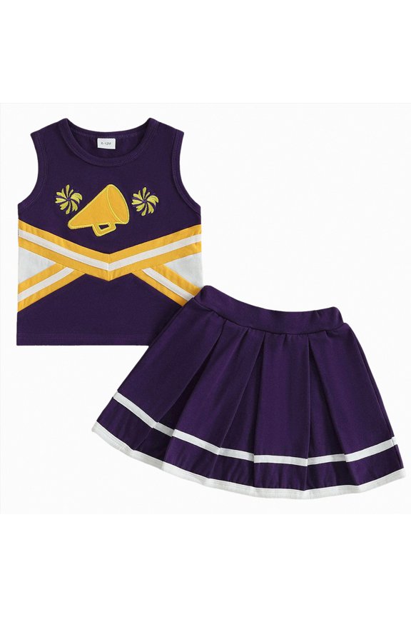 Toddler Baby Girl Cheerleader Outfit Shirt Tops Skirt Set Cheer Outfit Halloween Cheerleading Clothes