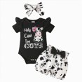 thumbnail image 1 of HCNTES Toddler Baby Girls Seasonal Wear Short Sleeve Romper with Elastic Short Kids Girls Summer 2PCS Outfits Set(Black,6-9 Months), 1 of 7