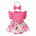 thumbnail image 1 of HCNTES Toddler Baby Girl Clothes Newborn Infant Outfits Ruffle Romper+ Soft Pants + Cute Headband Spring Summer Sets for Girls(Z01-Hot Pink,3-6 Years), 1 of 9