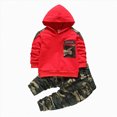 thumbnail image 1 of HCNTES Toddler Baby Girl Clothes Ribbed Long Sleeve Hooded Sweatshirts and Bottoms Pants Infant Fall Winter Outfit(1-2 Years,a21-Red), 1 of 9