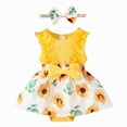 thumbnail image 1 of HCNTES Toddler Baby Girl Clothes: Soft Fabric Infant Outfits Short Sleeve Romper & Shorts 3PCS Outfits Set Cute Spring Summer Home Outing(Z01-Yellow,9-12 Months), 1 of 5