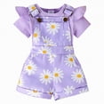 thumbnail image 1 of HCNTES Toddler Baby Girl Clothes Summer Outfits Set Short Sleeve Romper With Elastic Shorts For Kids Girls Outdoor Play Fashion(L01-Purple,12-18 Months), 1 of 9