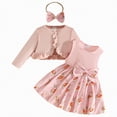 thumbnail image 1 of HCNTES Toddler Baby Girl Easter Wear 3 Piece Cute Dress Set with Cardigan Girls Summer Outfits, 1 of 7