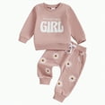 thumbnail image 1 of HCNTES Toddler Baby Girl Fall Outfits Long Sleeve Mamas Girl Sweatshirts Print Sweatpants 2Pcs Winter Clothes Set(Pink#4,12-18 Months), 1 of 7
