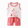 thumbnail image 1 of HCNTES Toddler Baby Girl Outfits Floral Summer Clothes Infant Spring Waffle Short Sleeve Shirt Tops Cute Shorts Set(18-24 Months,a261-Red), 1 of 4