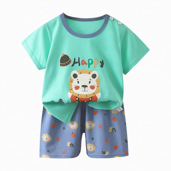 HCNTES Toddler Baby Girl Summer Clothes Daddys Girl Letter Short Sleeve T Shirt Tops Newborn Rolled Shorts Outfit Set(6-9 Months,a305-Mint Green)