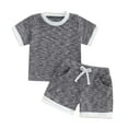 thumbnail image 1 of HCNTES Toddler Baby Girl Summer Clothes Embroidered Sunflower Waffle Knit Short Sleeve T-Shirt Tees + Chino Shorts Cute Clothing Set(2-3 Years,Dark Gray), 1 of 7