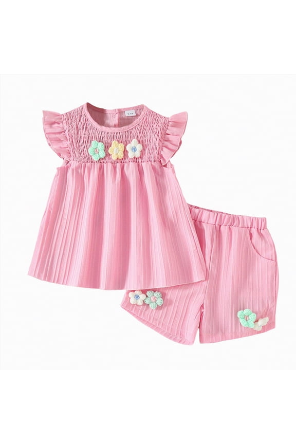 Toddler Baby Girl Summer Clothes Set Kid Outfits Short Sleeves T-Shirt Tops + Shorts Cute Outfits Set For Kids Summer Outfits 0-24 Months 2t 3t 4t 5t 6t 7t 8t 9t, 3-4 Years