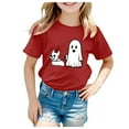 thumbnail image 1 of HCNTES Toddler Baby Girls Boys Halloween Shirts Ghost Pumpkin Graphic T-Shirt Kids Spooky Season Short Sleeve Tee Tops(8-9 Years,O125-Red), 1 of 5